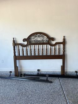 Queen full wood headboard bed frame