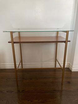 Two-Tier Glass and Wood Console Table