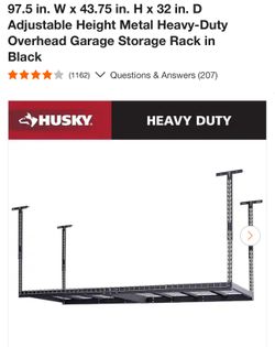 Adjustable Overhead Garage Storage Rack Black 97.5 In*43.65 In*32In