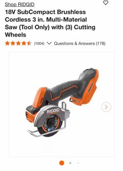 Ridgid 18V SubCompact Brushless Cordless 3 in. Multi-Material Saw