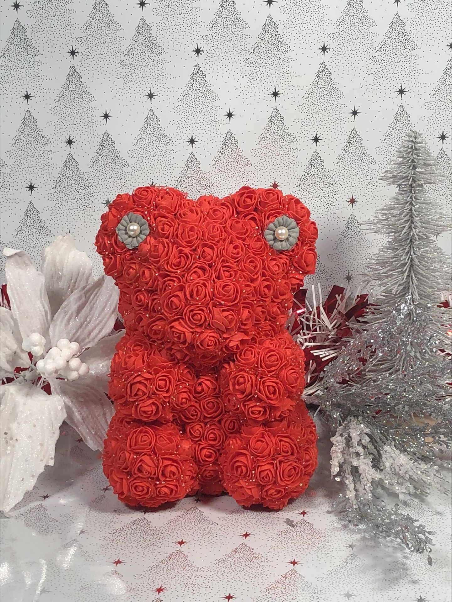 Foam Christmas Rose Bear Handmade By Me