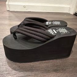 Black Platform Wedge Flip Flops