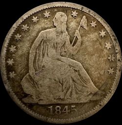 1845-O U.S. SEATED LIBERTY SILVER HALF DOLLAR 50c COIN (Fine)
