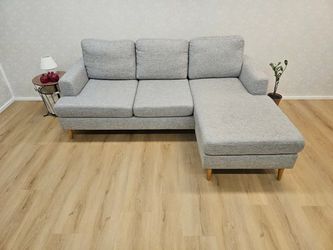 Light Gray Divan Sofa – Washed Covers, Changeable Handedness, 210 cm