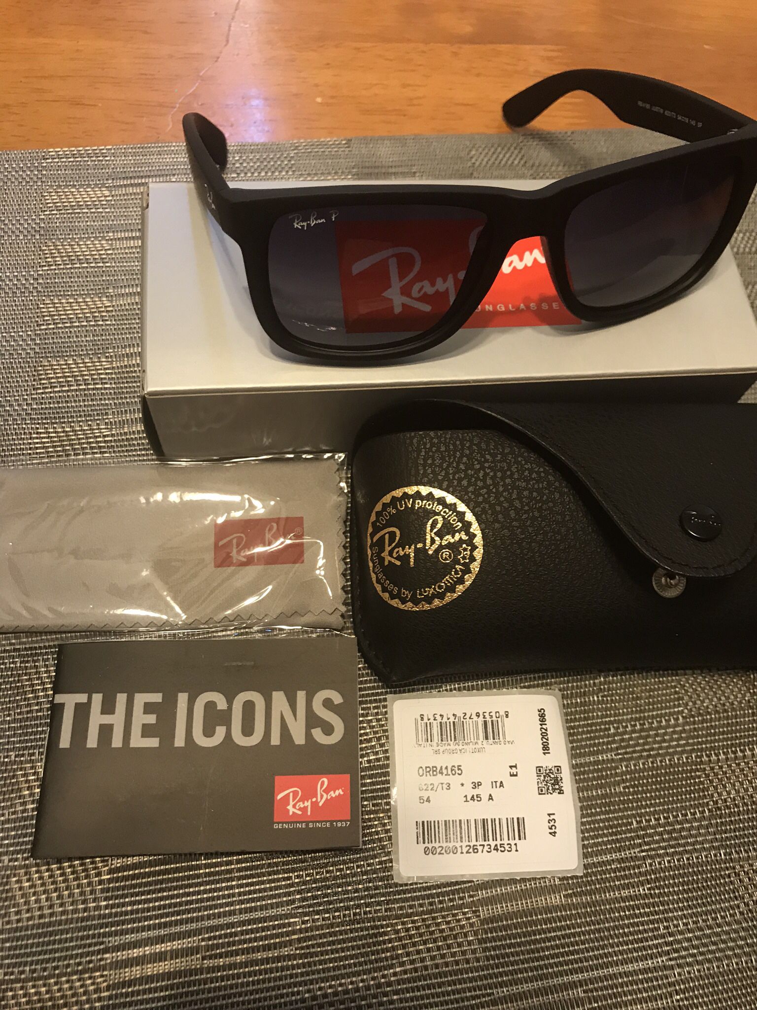 Brand New 100% Authentic Genuine Ray Ban Justin RB4165 Polarized