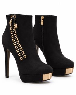 Black Suede Platform Stiletto Ankle Boots 8