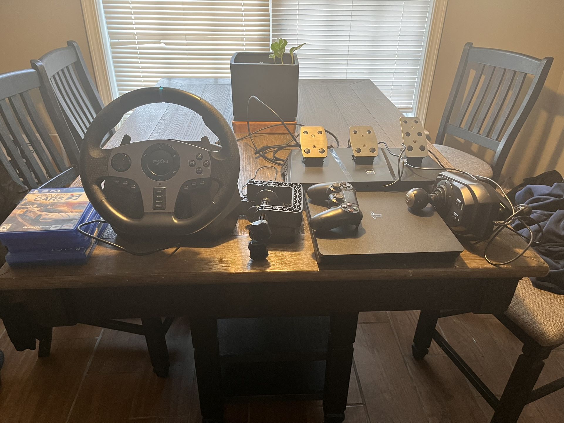 Playstation 4 With Steering Wheel, Pedals And Shifter, Including 5 Games