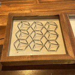 Framed Faceted Wire Hexagon 12"x12"  Threshold Set Of Two