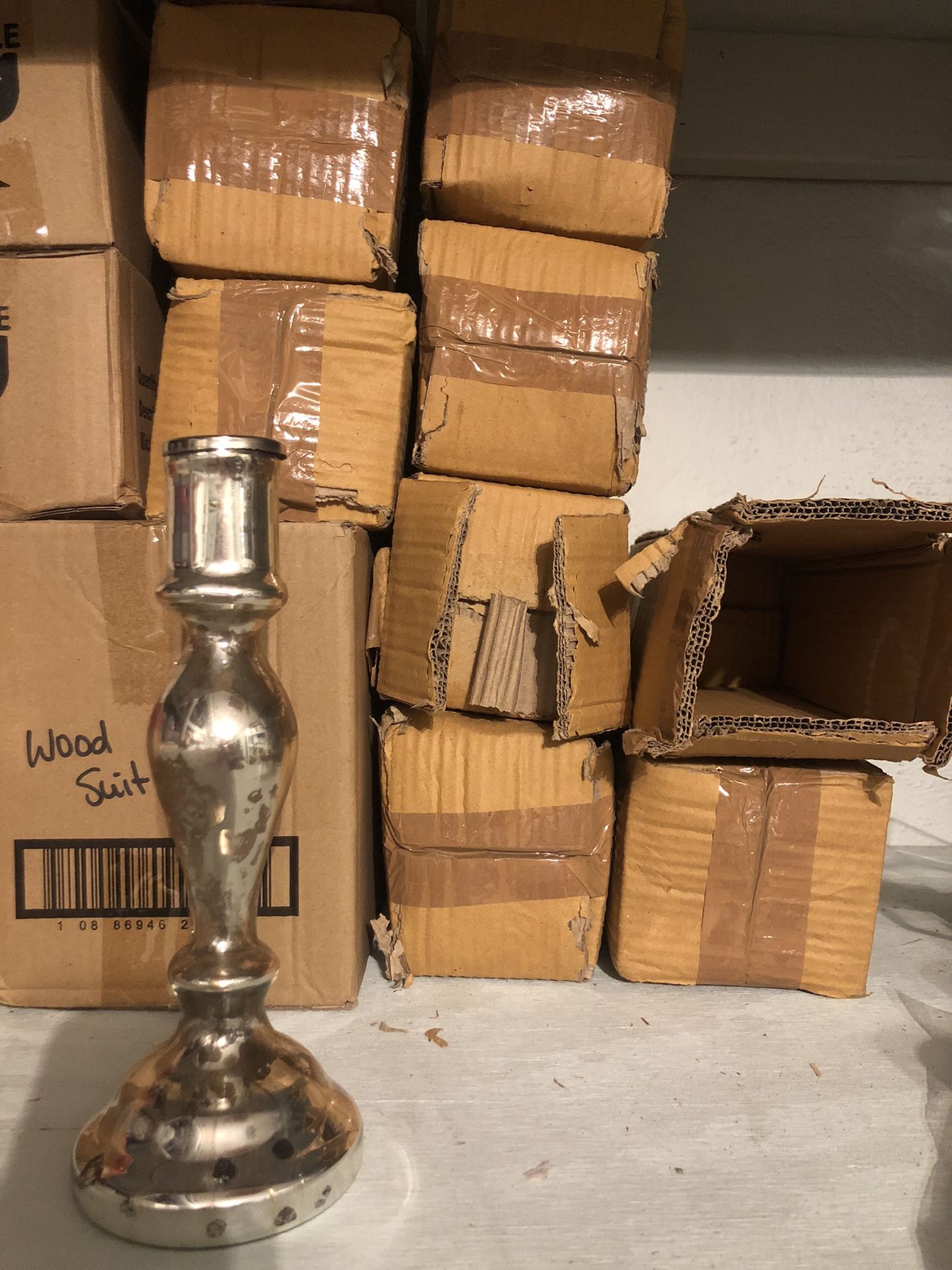 silver mercury candle holders(9)