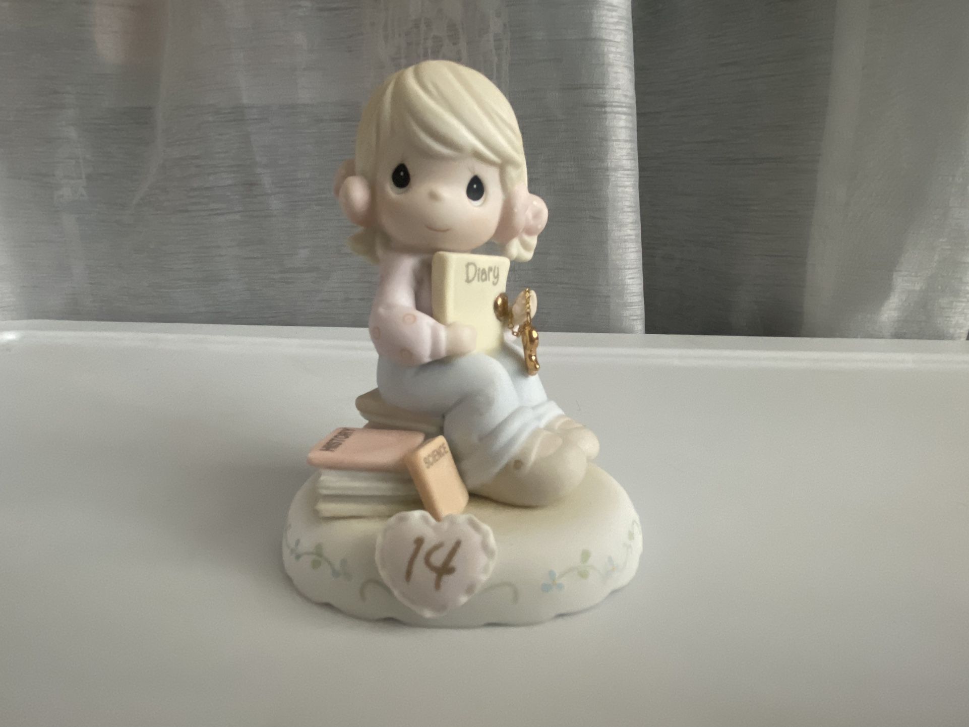 Precious Moments, Growing In Grace, Age 14, Bisque Porcelain Figurine, Blonde Girl, 272655