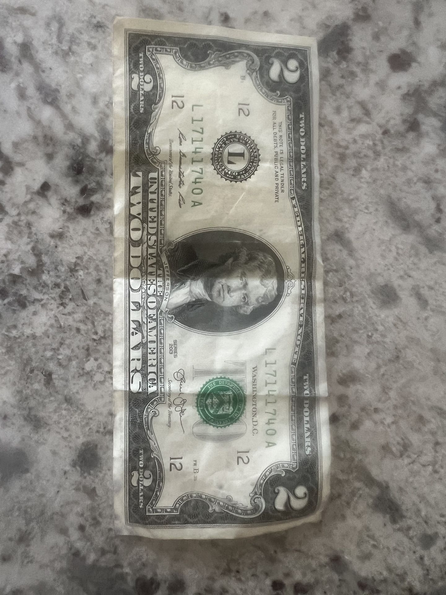 $2 Bill Collectible Item 