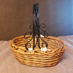 Wicker And Metal Handle Basket