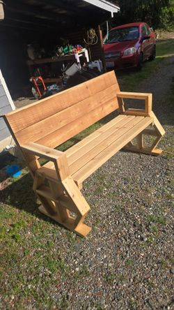 Handmade Geometric Wood Garden Bench