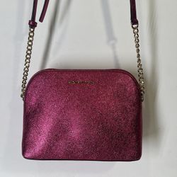 MK Micheal Kors Chain Strap Large Leather Doom Formal Purse, Purple Color was $299
