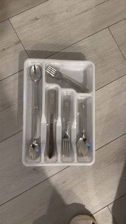 Stainless Steel Flatware Set with Tray