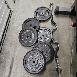 Weights And Curl Barbell 