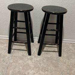 2 Wooden Bar Stools 