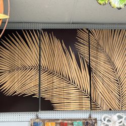 Z Gallerie wooden carved fern three panel wall decor