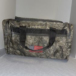 Vintage Digital Camouflage N.R.A. Duffel Bag American Flag Embroidery 14x9x8 in.