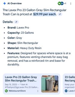 Trash Can By Lavex - 23 Gallon Capacity  (Gray))