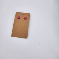 Hot Pink Square Stud Earrings – Cute Minimalist Jewelry
