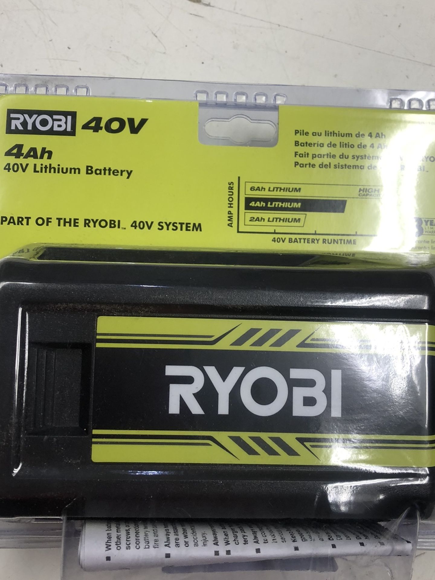Ryobi 40v Lithium Battery 4ah