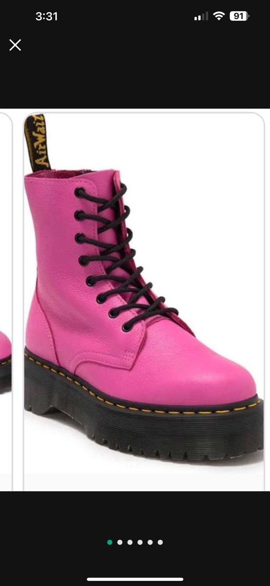 New Out Of Box Pink Matte Womens 8 Eyelet Size 8/39 Doc Martens With Bouncy Soles
