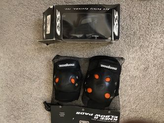 Safety googles, knee pads and elbow pads