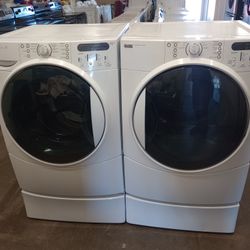 Kenmore Elite Front Load Washer Dryer Set With Pedestals Delivery Warranty Available 