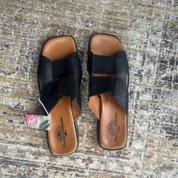 Women's Sandals Shoe Slide-Mule Tommy Bahama Sz 10 Black NWT slip on leather