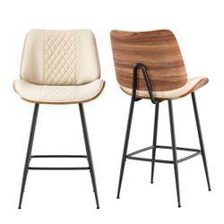 38.58" H Faux Leather Counter Stool (Set of 2)