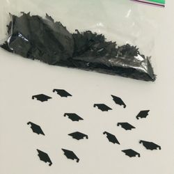 Metallic Black Foil Graduation Cap Confetti .9 oz