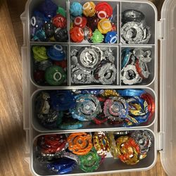 Beyblades, stadiums, and launchers