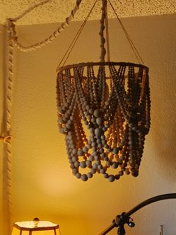 Wooden beaded hang/ light cover