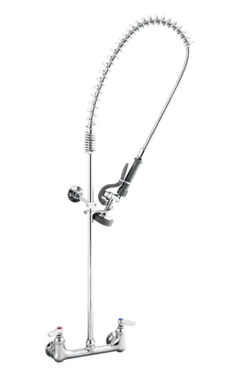 NEW T&S B-0133-CR-B Easy Install Wall Mount Pre-Rinse Faucet with Adjustable 8" Centers 44" Hose #4067