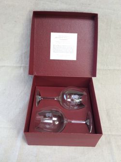 Fleming’s Restaurant etched wine glasses in presentation box