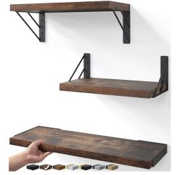 Wall Shelves for Bedroom Decor, Floating Shelves for Wall, Display Mounted Rustic Wood Shelf for Books,Plants,Corner Shelves for Bathroom,Kitchen,Livi
