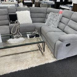 GREY FABRIC SECTIONAL RECLINERS 