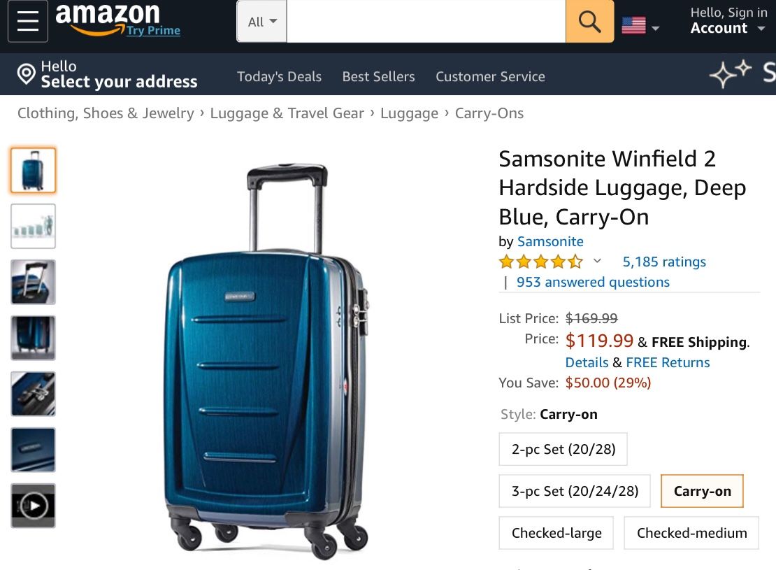 Samsonite Winfield 2 Hardside Luggage, Deep Blue, Carry-On