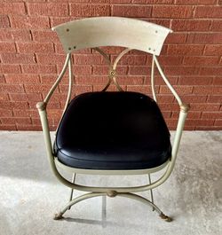 Vintage Maison Jansen Italian Modernist Steel & Brass Dining - Desk Chair