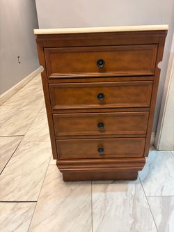 4-Drawer Wood Nightstand with marble top