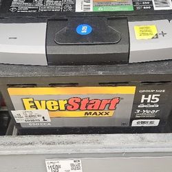 New EverStart Maxx Lead Acid Automotive Battery, Group Size H5 / LN2 / 47 12 Volt, 650 CCA