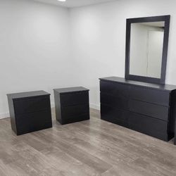 Dresser Whit Mirror And 2 Nightstands - Cómoda Con Espejo Y 2 Mesitas De Noche 