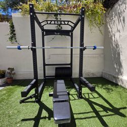 New Vesta Pr3000 Squat Rack | 230lbs Bumper plates | Adjustable Bench | Barbell | Plus Attachments Seen | FREE DELIVERY 🚚