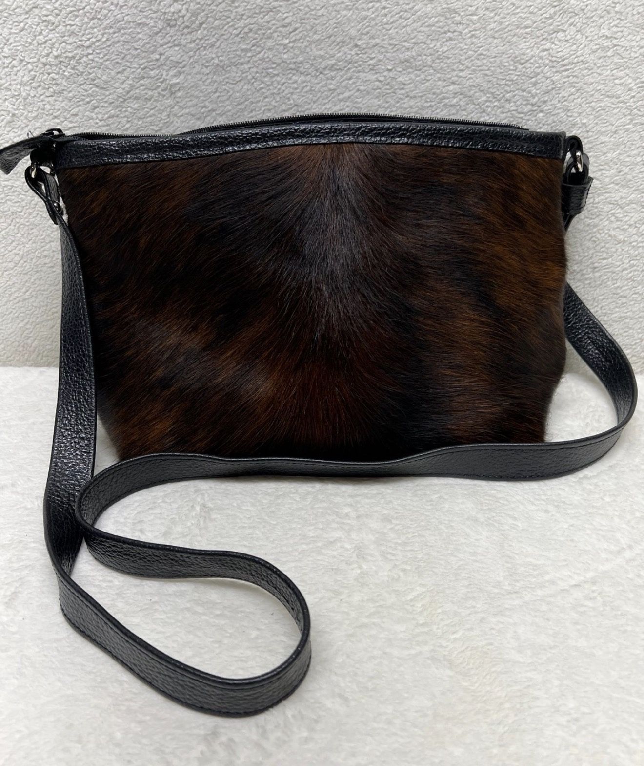 CIMARRON Hobo Bag, Brindle Hair Brazilian Cow Hide Brown