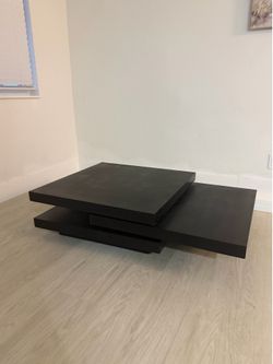 Modern Black Rotating Tiered Coffee Table