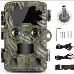 4K 20MP Trail Game Camera with Starlight Night Vision, Dual-Lens Wildlife Camera Motion Activated