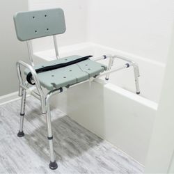 DMI Tub Transfer Bench and Shower Chair with Non Slip Aluminum Body, FSA Eligible, Adjustable Seat Height and Cut Out Access, Holds Weight up to 400 L