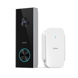 AOSU Wireless Doorbell Camera, Battery-Powered Video Doorbell with Chime, 2K Resolution, No Subscription Required, 2.4GHz WiFi, 180-Day Battery Life, 