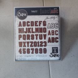 Tim Holtz Sizzix Alterations Thinlets Dies - Alphanumeric Varsity 